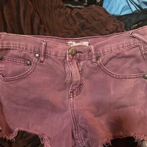 Free People Pink Distressed Women Shorts